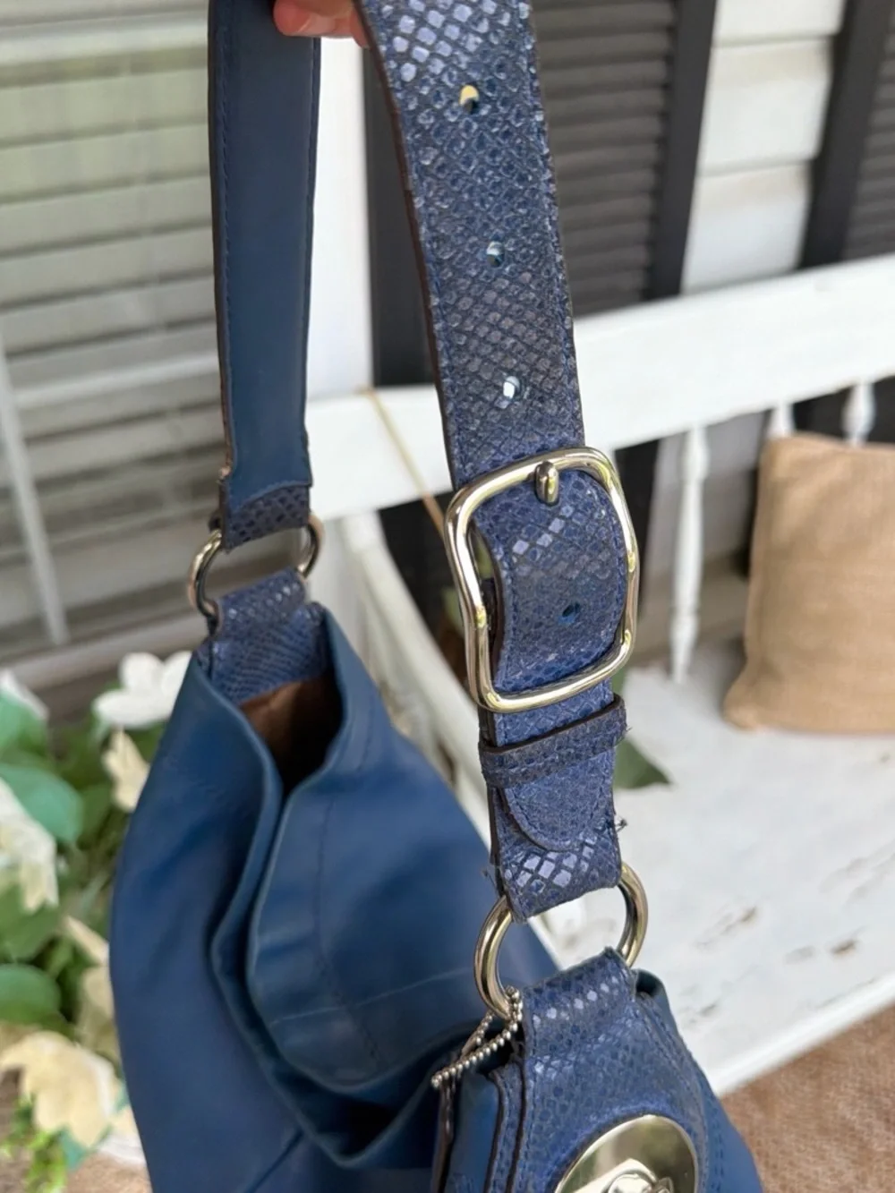 Vintage Y2K Blue Coach Penelope Hobo Leather Shoulder Bag